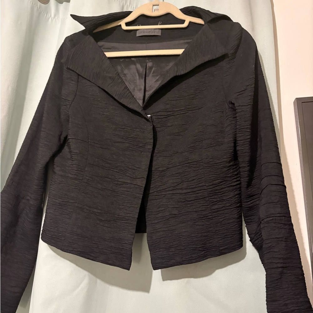 Annette Gortz black textured cropped Jacket EU 36 Avant Garde minimalist Germany